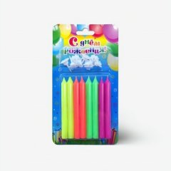 Свечи декоративные "Неоновое ассорти" 6 см 104